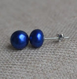 7mm AA Pearl Earrings Real Freshwater Pearl Silver Stud Charming Gift