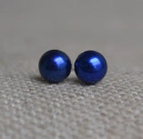 7mm AA Pearl Earrings Real Freshwater Pearl Silver Stud Charming Gift