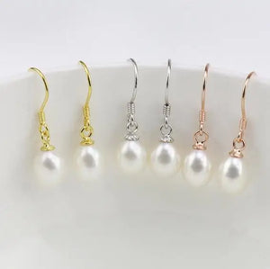 AA Children Pearl Earrings Flower Girl Freshwater Pearls Dangle Fine Jewelry