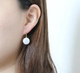 AA Coin Pearl Earrings 13-14mm Freshwater Pearls Sterling Silver Bridesmaid