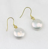 AA Coin Pearl Earrings 13-14mm Freshwater Pearls Sterling Silver Bridesmaid
