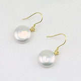 AA Coin Pearl Earrings 13-14mm Freshwater Pearls Sterling Silver Bridesmaid