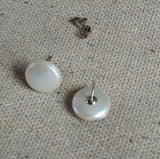 AA Coin Pearl Earrings 14mm Freshwater Pearls Silver Stud Earring