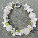 Multi Gemstone Pearl Bracelet Rose Quartz Amethyst Freshwater Pearl