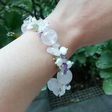 Multi Gemstone Pearl Bracelet Rose Quartz Amethyst Freshwater Pearl
