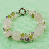 Multi Gemstone Pearl Bracelet Rose Quartz Amethyst Freshwater Pearl