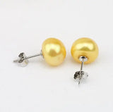 Golden Pearl Earrings Bridesmaid Gift S925 Sterling Silver Stud Earring