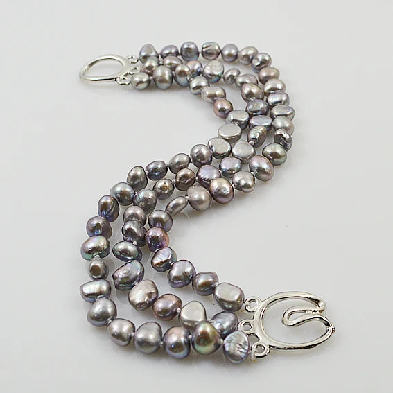 Baroque Freshwater Pearl Bracelet 7-8mm AA Gray Pearl Bracelet