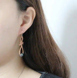 AA Leather Pear Earrings Freshwater Pearls S925 Sterling Silver Dangle