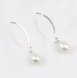 Long Dangling Pearl Earrings Sterling Silver Hook Bridesmaids Gift
