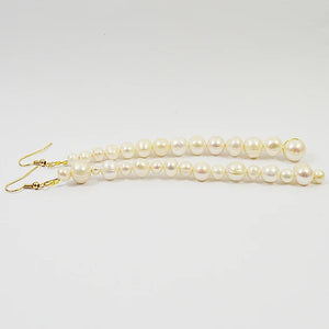 AA Long Pearl Earrings Freshwater Pearls Silver Dangle