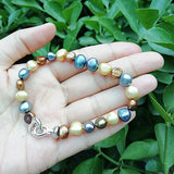 Multicolor Baroque Pearl Bracelet Heart Clasp Fine Jewelry Lady Gift