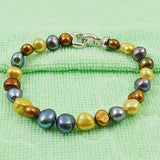 Multicolor Baroque Pearl Bracelet Heart Clasp Fine Jewelry Lady Gift
