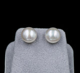 10-10.5mm Freshwater Pearl Silver Stud Earrings