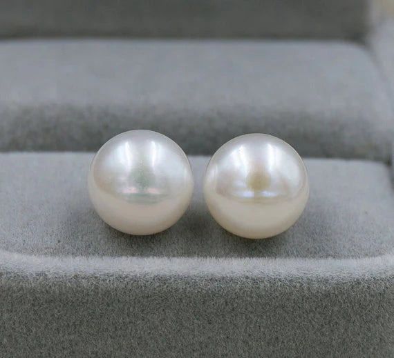 10-10.5mm Freshwater Pearl Silver Stud Earrings