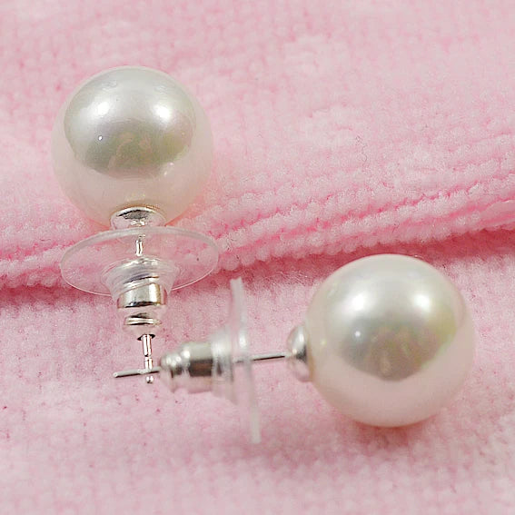 Huge Size South Sea Shell Pearl Silver Dangle Earrings