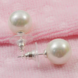 Huge Size South Sea Shell Pearl Silver Dangle Earrings