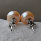 Pink Freshwater Pearl Stud Earrings, Silver Jewelry for Women