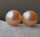 Pink Freshwater Pearl Stud Earrings, Silver Jewelry for Women