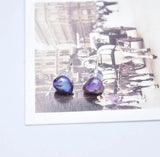 AA Pearl Earrings, Purple Real Pearl Silver Stud Jewelry