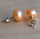 AA Pearl Earrings Wedding Jewelry Pink Freshwater Pearl Stud Earring