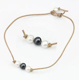 AA Pearl Jewelry: 10mm Freshwater Pearl Leather Necklace