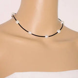 AA Freshwater Pearl Necklace, Leather Choker, Handmade Jewelry