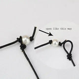 AA Freshwater Pearl Necklace, Leather Jewelry
