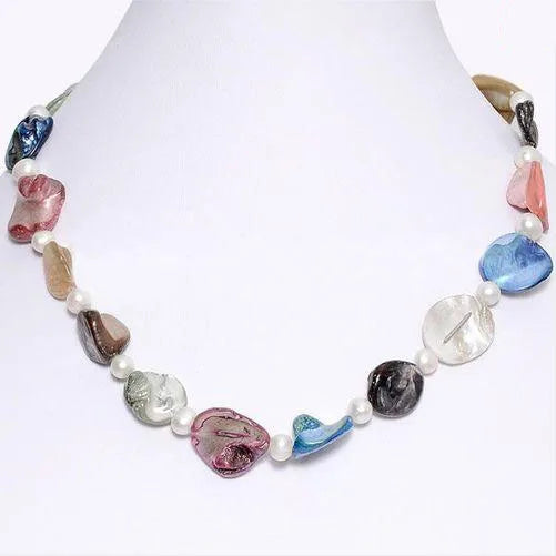 AA Pearl Necklace, Multicolor Shell Freshwater Pearl Choker Jewelry