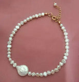 Real Baroque Pearl Anklet Freshwater Pearls Fine Jewelry