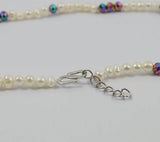 Freshwater Pearl Necklace 3-4mm Crystal Beads Flower Pendant