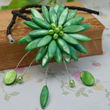 Real Pearl Shell Flower Necklace Green Pearls Fine Jewelry