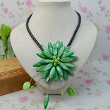 Real Pearl Shell Flower Necklace Green Pearls Fine Jewelry