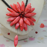 AA Real Pearl Shell Flower Necklace Red Flowers Fine Jewelry For Women
