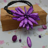 Real Pearl Shell Flower Necklace Lavender Flowers Fine Jewelry For Women