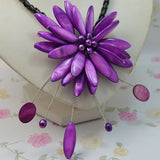 Real Pearl Shell Flower Necklace Lavender Flowers Fine Jewelry For Women