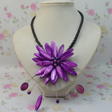 Real Pearl Shell Flower Necklace Lavender Flowers Fine Jewelry For Women