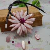 Real Pearl Shell Flower Necklace Pink Pearls Fine Jewelry for Women