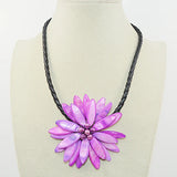 Real Pearl Shell Flower Necklace Purple Elegant Jewelry