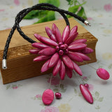 Real Pearl Shell Flower Necklace Red Pearls Fine Jewelry for Women