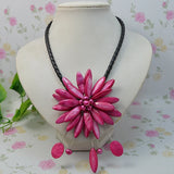 Real Pearl Shell Flower Necklace Red Pearls Fine Jewelry for Women