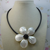 AA Real Pearl Shell Flower Necklace South Sea Shell Crystal Fine Jewelry