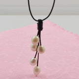 AA Rice Pearl Necklace Freshwater Pearl Leather Rope Fine Jewelry