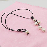 AA Rice Pearl Necklace Freshwater Pearl Leather Rope Fine Jewelry