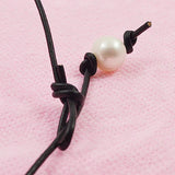AA Rice Pearl Necklace Freshwater Pearl Leather Rope Fine Jewelry