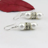 Round Pearl Earrings S925 Sterling Silver Dangle