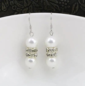 Round Pearl Earrings S925 Sterling Silver Dangle