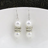 Round Pearl Earrings S925 Sterling Silver Dangle