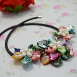 Shell Flower Real Pearl Necklace Multicolor Shell Freshwater Pearls