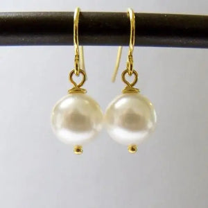 Freshwater Pearl Drop Earrings S925 Silver Hook Bridesmaid Gift